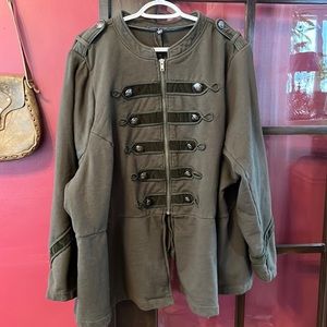 Torrid - Embellished Velvet Trim Military Green Jacket - Full Zip - Plus Size 6
